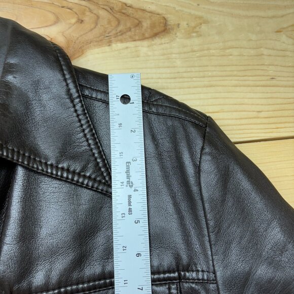 Vintage Kentfield Jacket Mens 42 Brown Sherpa Lined Faux Leather Coat 80s - Picture 8 of 15